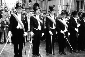 Hauptmann Heinrich Brandt, Oberleutnant Otto Pahn, Leutnant z.b.V. Günter Zurheide, Leutnant Günther Frevert, Fahnenbegleiter Ernst Riemeier